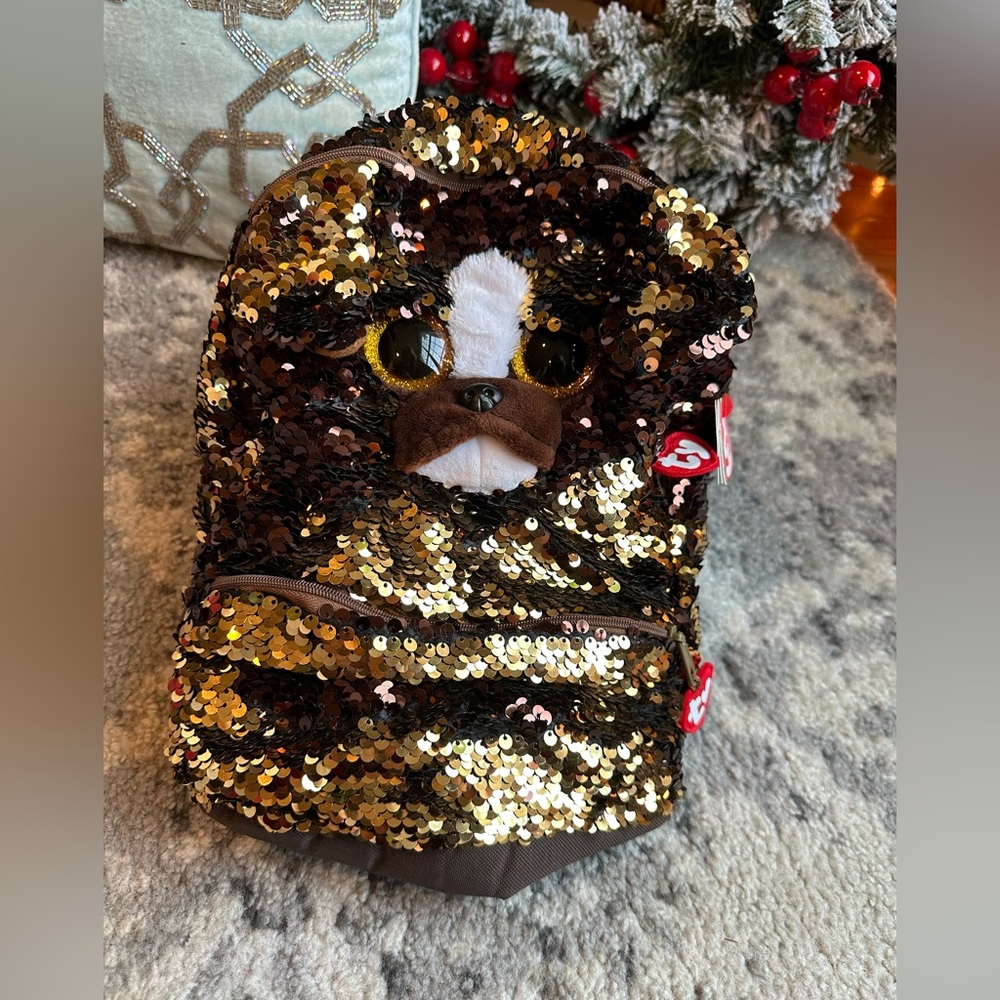 Adorable Ty sequins back pack “Brutus” brand new